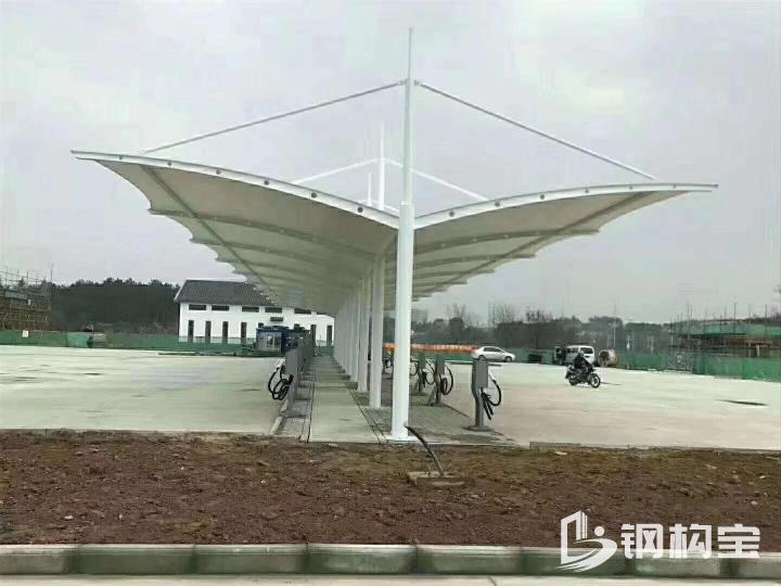 上海帮安钢膜接构工程：生产主线：膜接构停车棚，电瓶车充电桩棚，推...