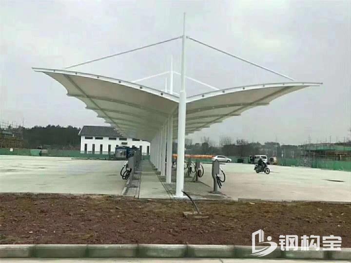 上海帮安钢膜接构工程，生产主线：膜接构停车棚，电瓶车充电桩棚，推...