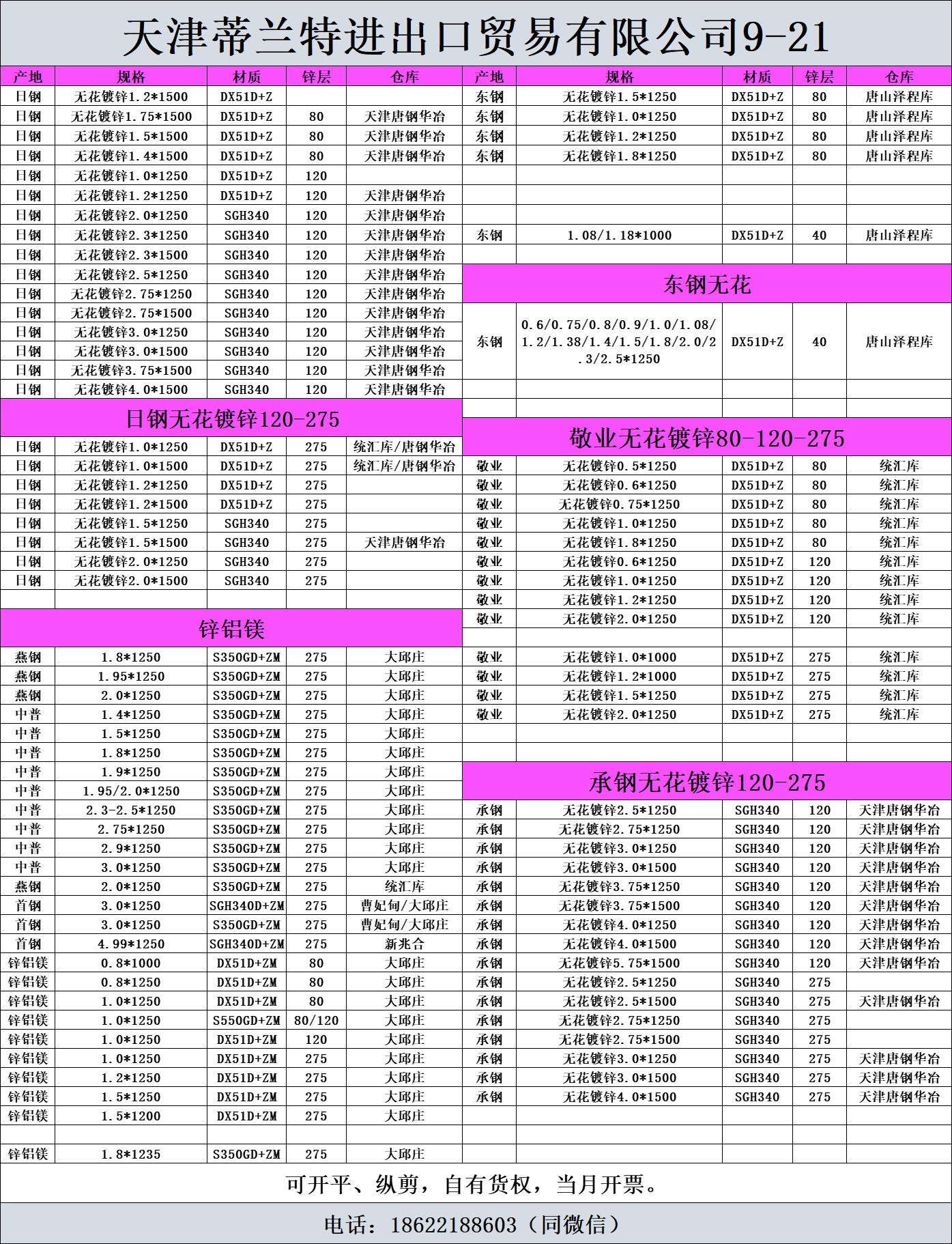 无花镀锌卷40克-275克