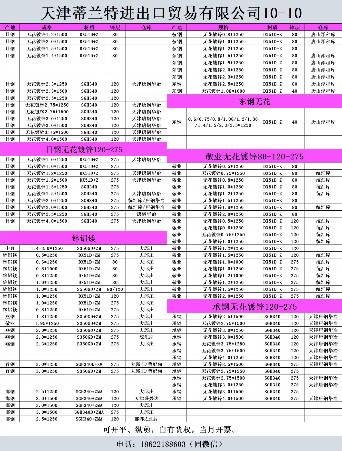 无花镀锌，锌铝镁现货