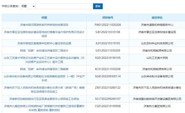 济南建设工程信息网 济南2024工程信息有哪些