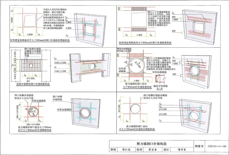 剪力墙洞口补强构造